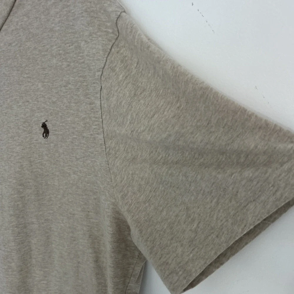 Polo Ralph Lauren Men's 2XLT V-Neck Short‎ Sleeve Heather Beige Embroidered Pony